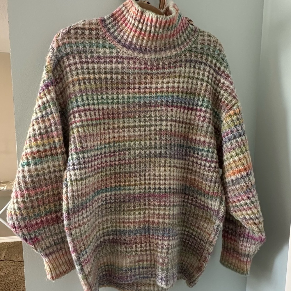 Topshop Multicolor Turtleneck Chunky Sweater